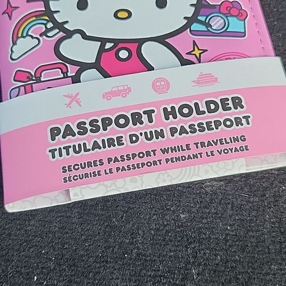 NEW HELLO KITTY PINK PURPLE PASSPORT COVER TRAVEL WALLET NWT - Picture 4 of 5